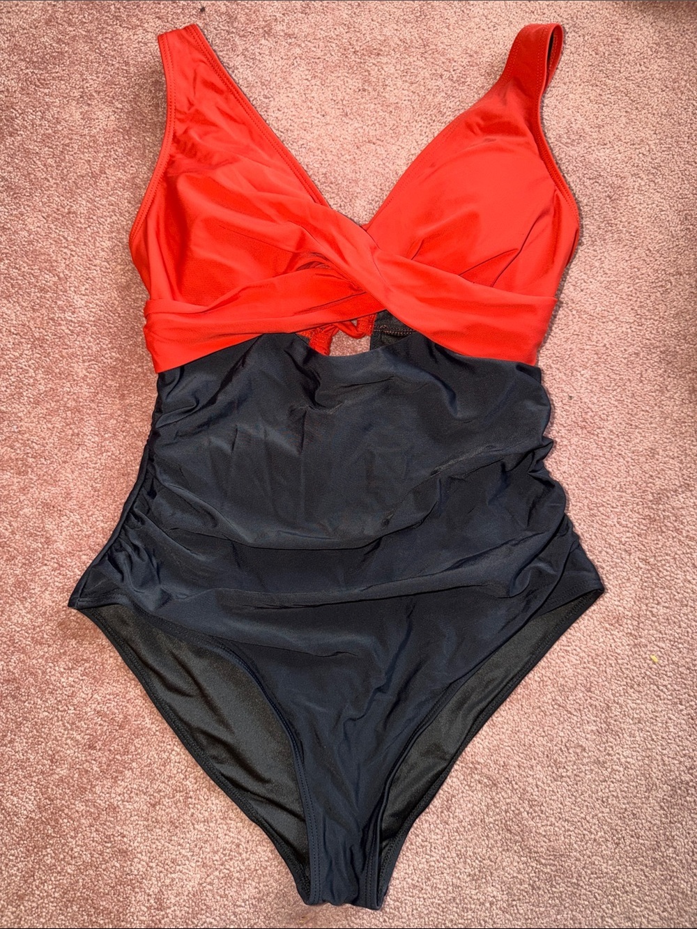Red & Black One-Piece Swimsuit - Classic Colorblock